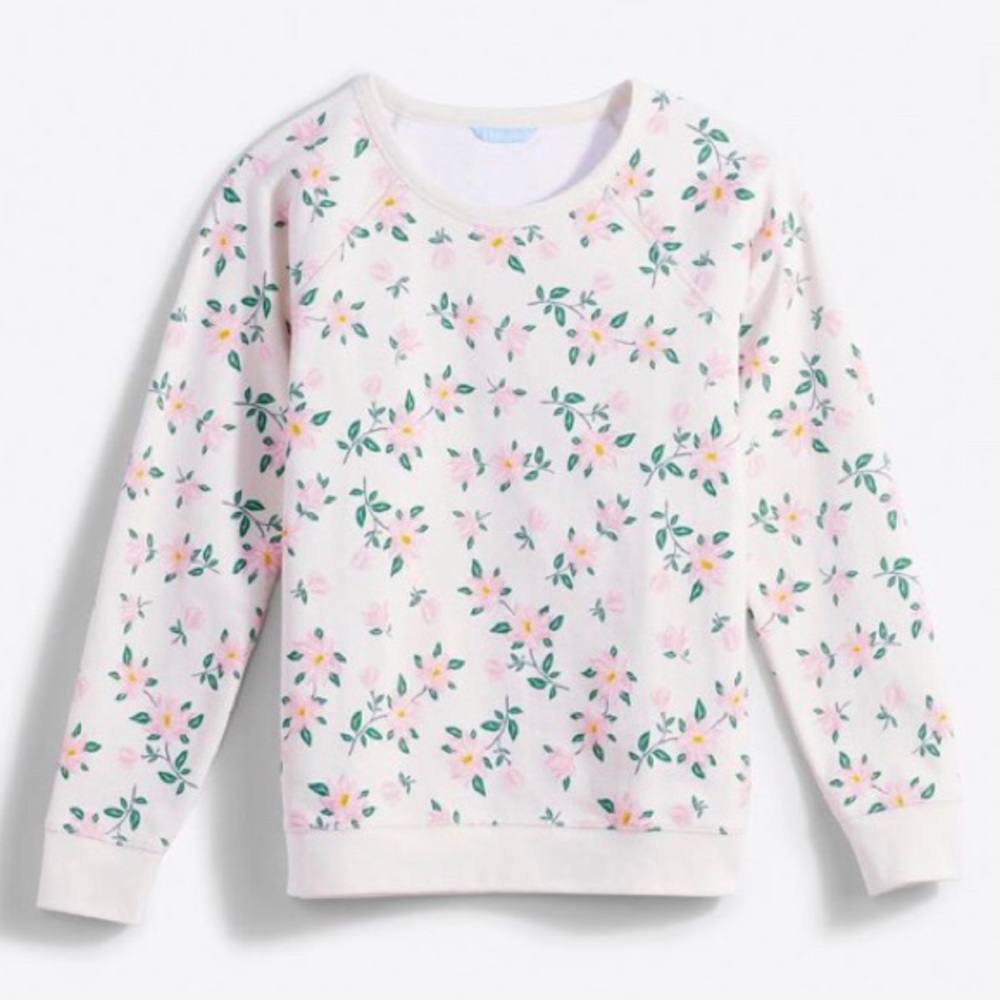 NWT Draper James Natalie Sweatshirt in Cream Pink Magnolia Size Large